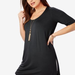 Mega Knit Tunic Black Plus Size